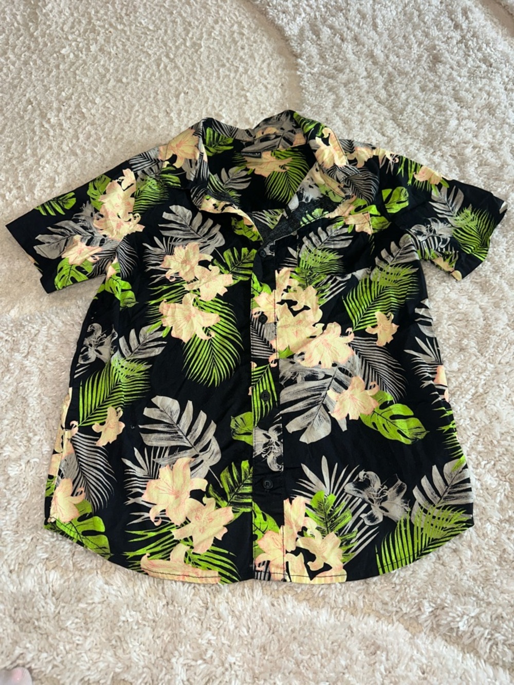 Boys Hurley Black Tropical Floral Short-Sleeve Shirt